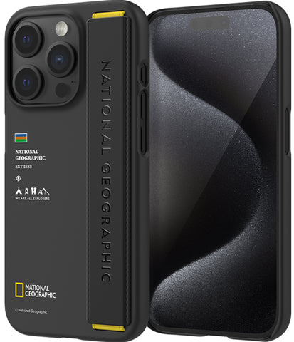 Nat Geo iPhone 15 Pro Max Back Cover Case | Strap - Black