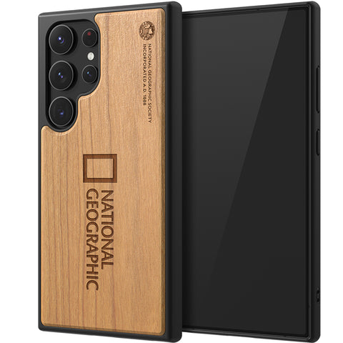 Nat Geo Galaxy S24 Ultra Back Cover Case | Wood Case V3 - Cherrywood (Big Logo)