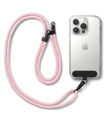 Adjustable Crossbody Polyester Rope Lanyard (Holder Link Strap) - Pink