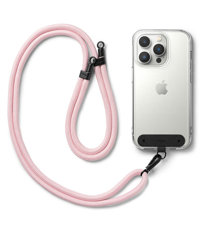 Adjustable Crossbody Polyester Rope Lanyard (Holder Link Strap) - Pink