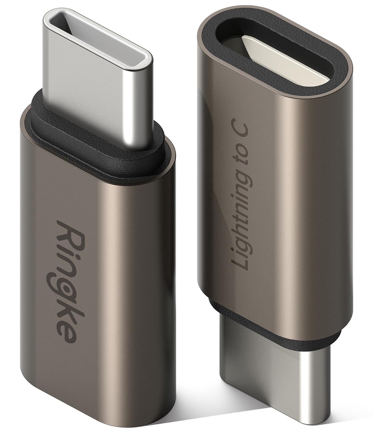 Lightning Female to USB C Male OTG Adapter [2 Pack] Gun Metal