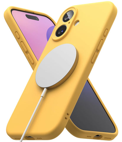 iPhone 16 Plus Back Cover case | Silicone Magnetic - Yellow
