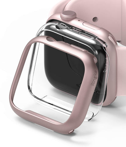 Apple Watch 9/8/7 41mm | Slim case - Clear & Pink (2 Pack)
