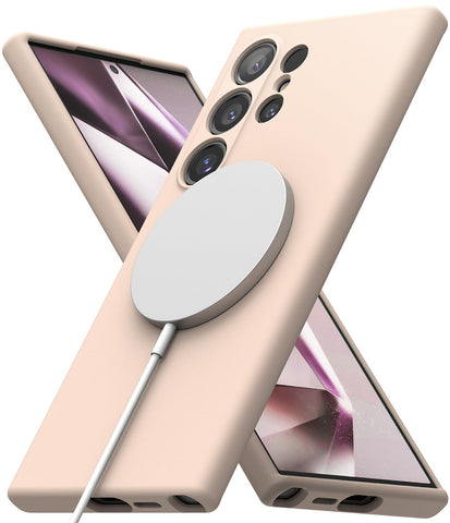 (Refurbished) Samsung Galaxy S24 Ultra Back Cover Case | Silicone Magnetic - Pink Sand