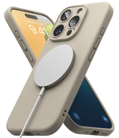 iPhone 16 Pro Back Cover case | Silicone Magnetic - Stone