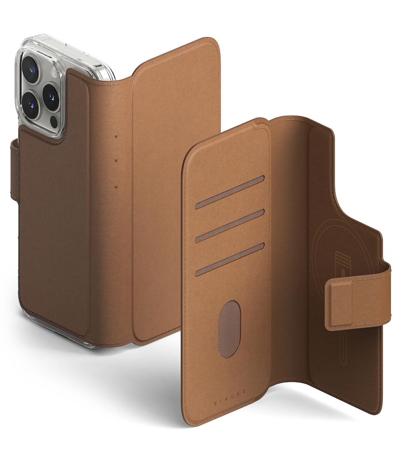 iPhone 16 Pro iPhone 16 Back Cover Case Folio Wallet Magnetic Brown