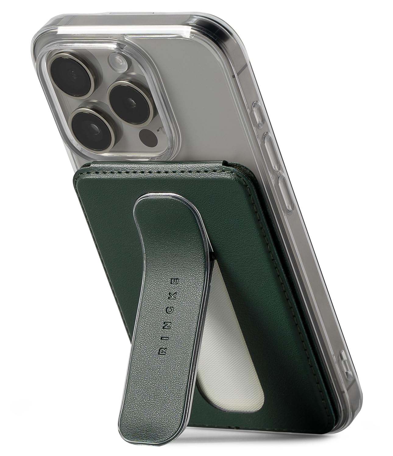 Slide Grip Magnetic Card holder with Wallet Dark Green