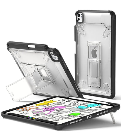 Apple iPad Pro 11 inch Case Cover 2024 (M4) Slim Clear Bumper Cover for Writing and Drawing with Sketch Stand - Black
