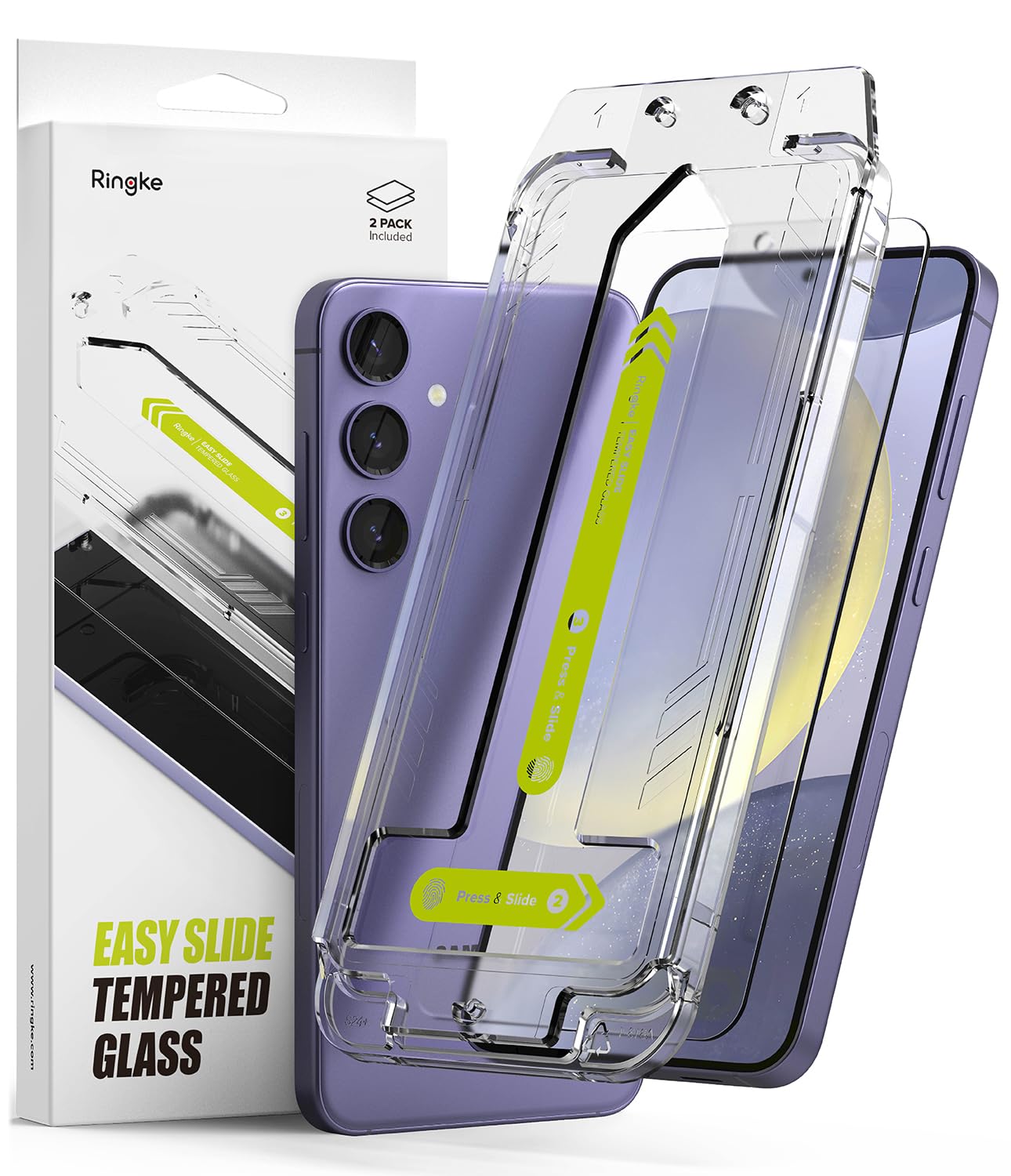 Galaxy S24 Plus Tempered Glass Screen Protector Guard Easy Slide Transparent Pack (with Installation Tool)