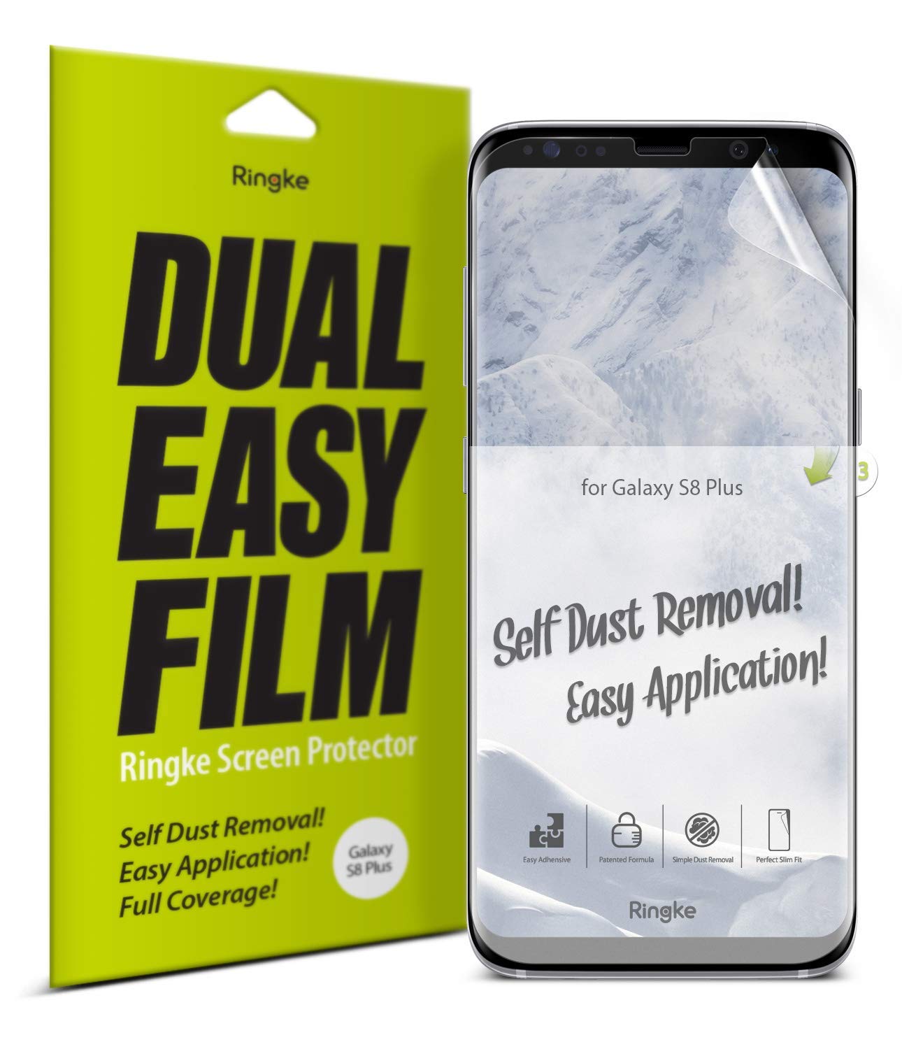 Ringke Dual Easy Full Coverage Screen Protector for Galaxy S8 Plus [2-Pack]