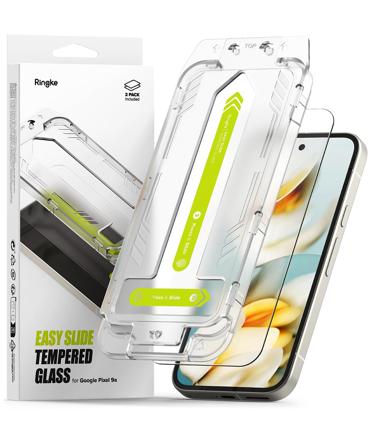 Google Pixel 9a Easy Slide Tempered Glass with Installation Tool [2 Pack]