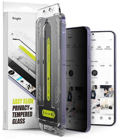 Galaxy S24 / Galaxy S25 Tempered Glass Screen Protector Guard | Easy Slide Privacy - 2 Pack (with Installation Tool)