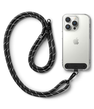 Adjustable Crossbody Polyester Rope Lanyard (Holder Link Strap) - Black & White