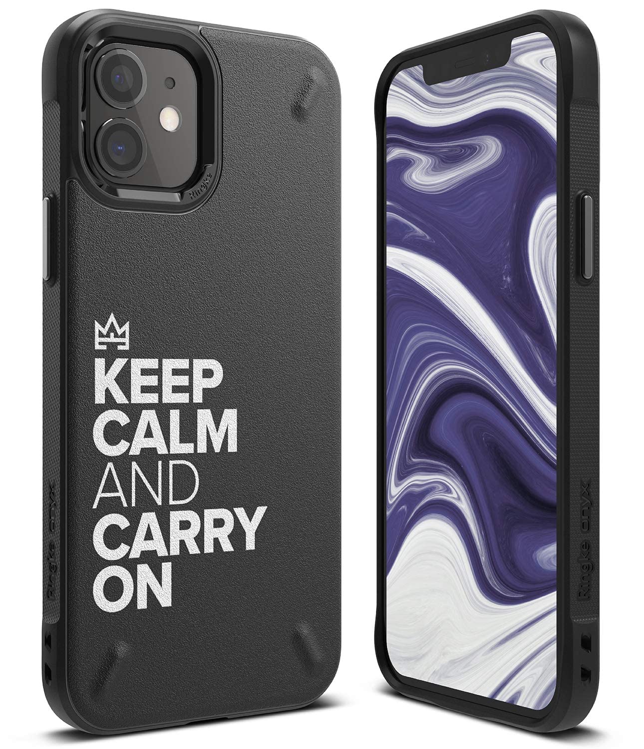 Apple iPhone 12 Mini Back Cover Case Onyx Design -Keep Calm and Carr