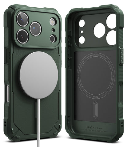iPhone 17 Pro Back Cover Case | Rugged Gear Magnetic Bumper - Dark Green