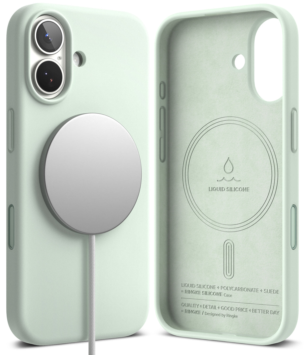 iPhone 17 Back Cover case Silicone Magnetic Soft Mint