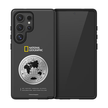 Nat Geo Galaxy S25 Ultra Back Cover Case | Metal Deco Hard Shell Case - Black