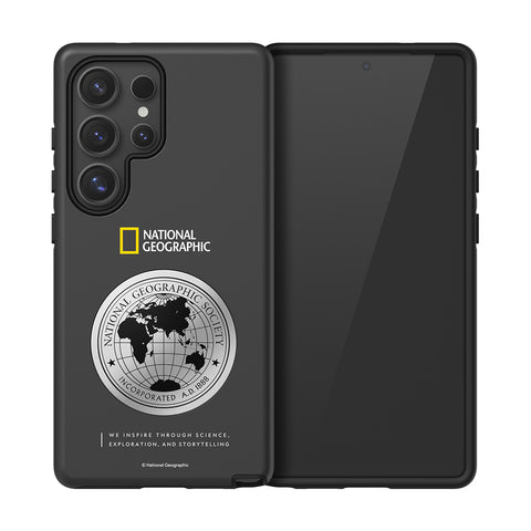 Nat Geo Galaxy S25 Ultra Back Cover Case | Metal Deco Hard Shell Case - Black