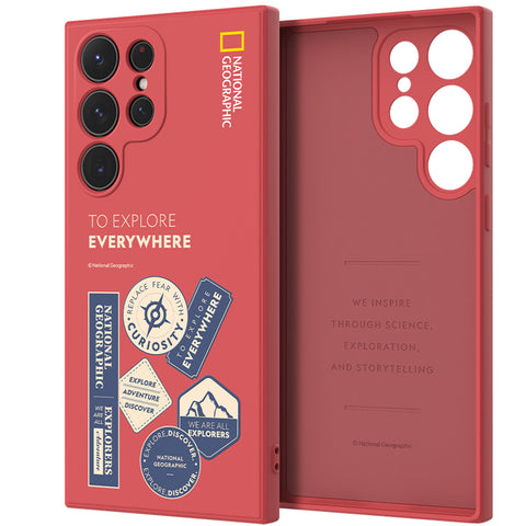 Nat Geo Galaxy S23 Ultra Back Cover Case |Palette Color Wappen Case-Explorer Rose Red