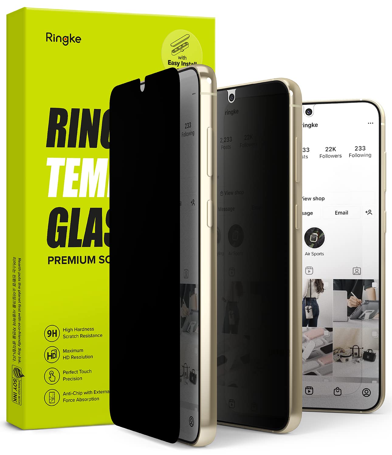 Ringke Privacy Glass [Anti-spy] Compatible with Samsung Galaxy S23 Plus Privacy Screen Protector 5G Tempered Glass Screen Protector with Easy