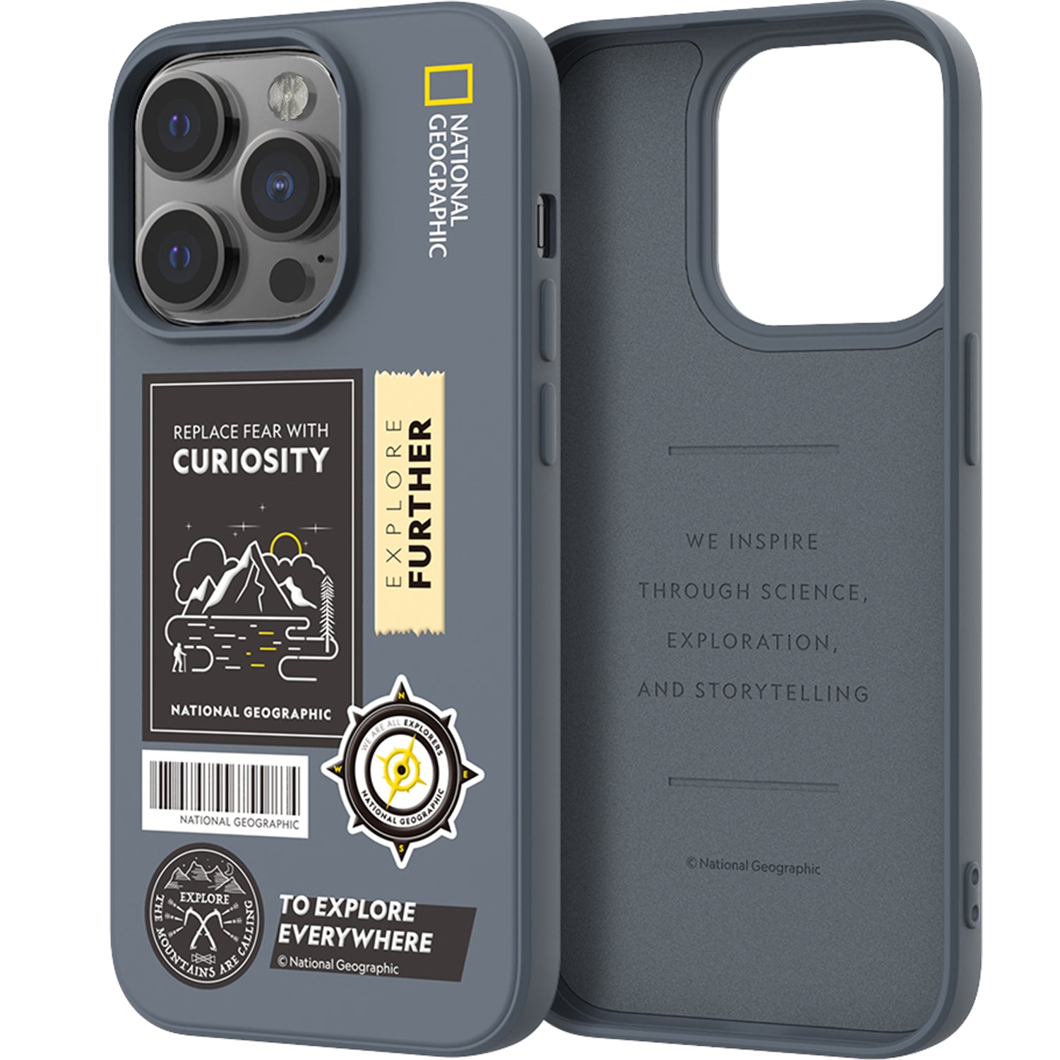 Nat Geo iPhone 14 Pro Back Cover Case |Palette Color Wappen Case-Climbing Gray Blue