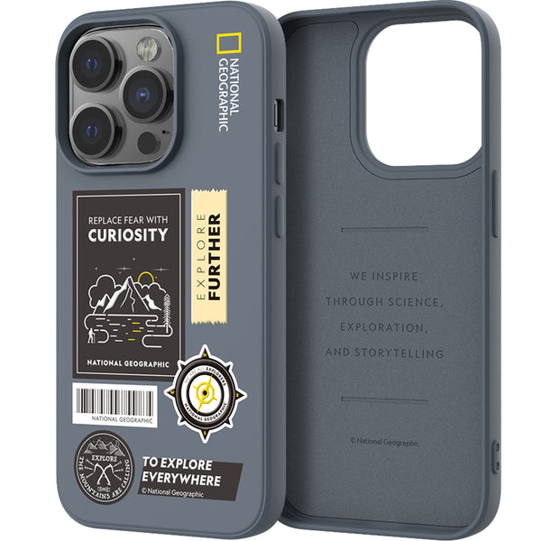 Nat Geo iPhone 14 Pro Max Back Cover Case |Palette Color Wappen Case-Climbing Gray Blue