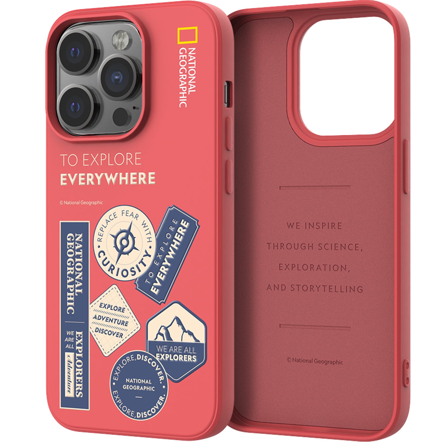 Nat Geo iPhone 14 Pro Back Cover Case |Palette Color Wappen Case-Explorer Rose Red