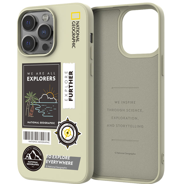 Nat Geo iPhone 14 Pro Max Back Cover Case |Palette Color Wappen Case-Surfing Stone Beige