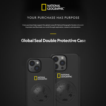 Nat Geo iPhone 15 Pro Back Cover Case | Global Seal Double Protective - Black