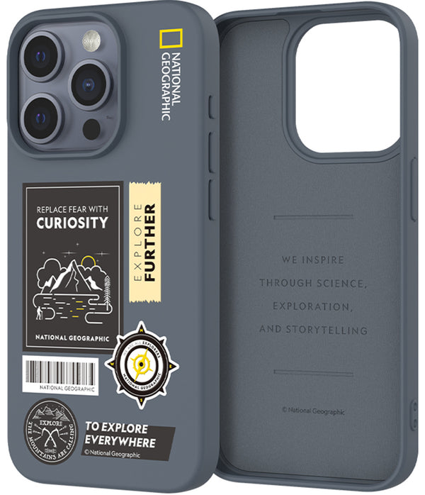 Nat Geo iPhone 15 Pro Back Cover Case | Palette Color - Climbing Gray Blue