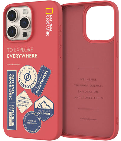 Nat Geo iPhone 15 Pro Back Cover Case | Palette Color - Explorer Rose Red