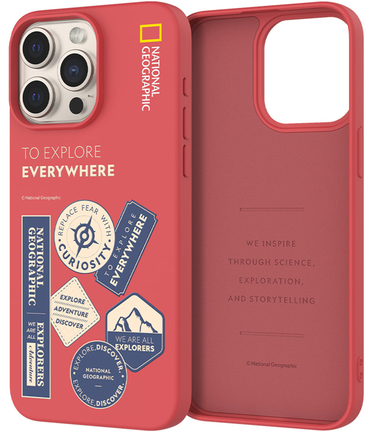 Nat Geo iPhone 15 Pro max Back Cover Case | Palette Color - Explorer Rose Red