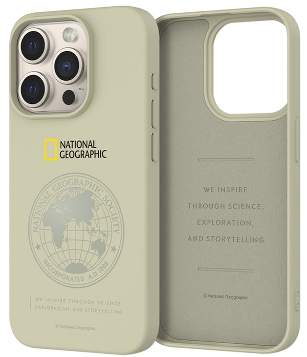 Nat Geo iPhone 15 Pro Back Cover Case | Soft - Global Seal (Beige)