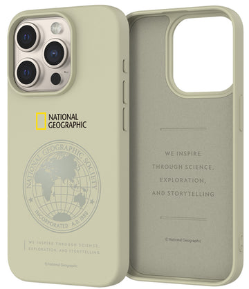 Nat Geo iPhone 15 Pro Max Back Cover Case | Soft - Global Seal (Beige)