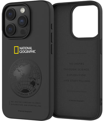 Nat Geo iPhone 15 Pro Back Cover Case | Soft - Global Seal (Black)