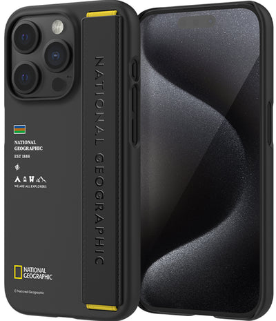 Nat Geo iPhone 15 Pro Max Back Cover Case | Strap - Black