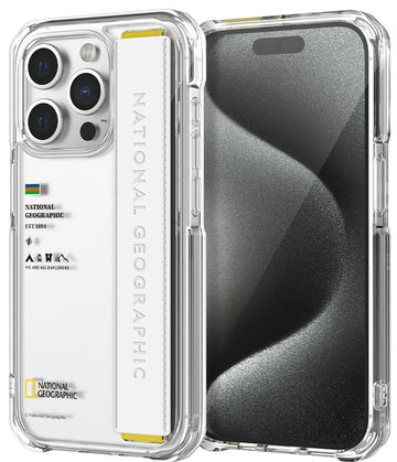 Nat Geo iPhone 15 Pro Back Cover Case | Strap - Clear White