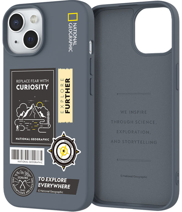 Nat Geo iPhone 15 Plus Back Cover Case | Palette Color - Climbing Gray Blue
