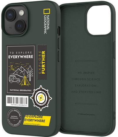 Nat Geo iPhone 15 Back Cover Case | Palette Color - Camping Forest Green