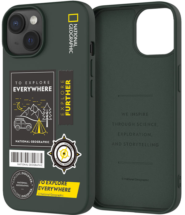 Nat Geo iPhone 15 Plus Back Cover Case | Palette Color - Camping Forest Green