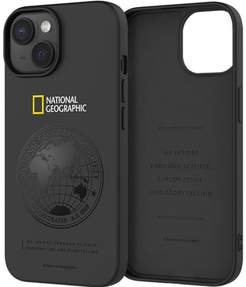 Nat Geo iPhone 15 Back Cover Case | Soft - Global Seal (Black)