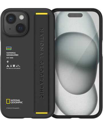 Nat Geo iPhone 15 Back Cover Case | Strap - Black