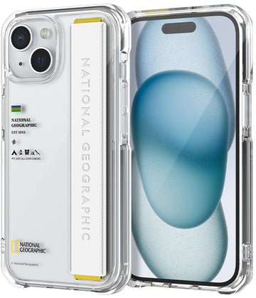 Nat Geo iPhone 15 Back Cover Case | Strap - Clear White