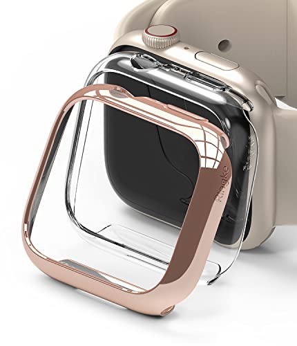 Slim Case Compatible with Apple Watch 7 41mm - Clear & Chrome Rose Gold (2 Pack)