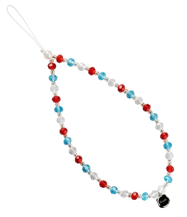 Beaded Strap  for Cell Phone Case, Cute Aesthetic Sparkle Beads Charm Keychain | Wrist Hand Bracelet Strap - Crystal Orange