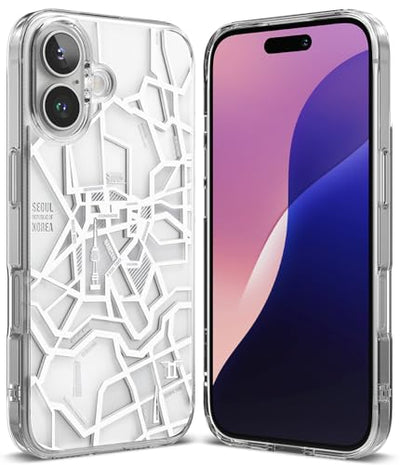 iPhone 16 Plus Back Cover Case Fusion Design | Seoul Map - White