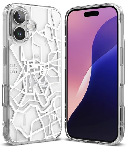 iPhone 16 Plus Back Cover Case Fusion Design | Seoul Map - White