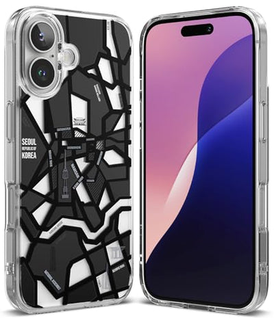 iPhone 16 Back Cover Case Fusion Design | Seoul Map - Black