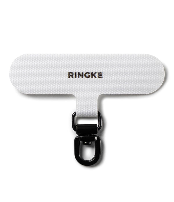 Spin Holder Link Lanyard Patch with 360° Rotatable Metal Ring - Cotton White