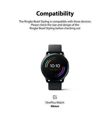 Bezel Styling Compatible with OnePlus Watch - [46] Black [46-02] [Stainless Steel]